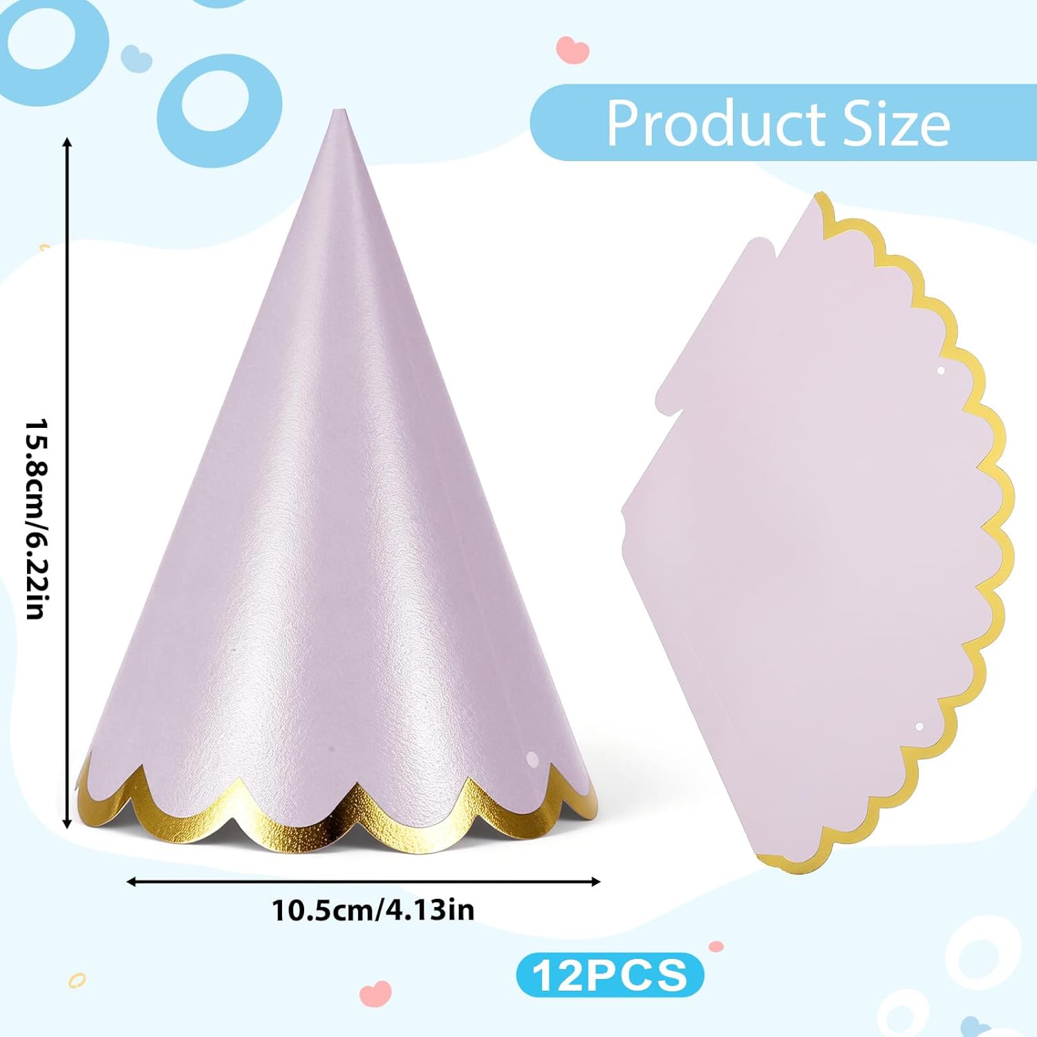 12 Pcs Pastel Birthday Party Hats, Colorful Cone Party Hats for Adults Pastel Party Decorations Macaron Parties Headwear Rainbow Cone Paper Hat for Birthday โ image 2
