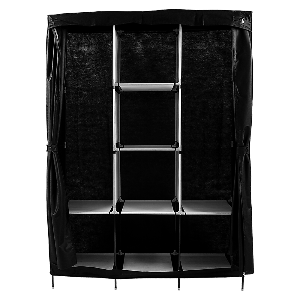 Large Portable Clothes Closet Canvas Wardrobe Storage Organizer with Shelves — image 5
