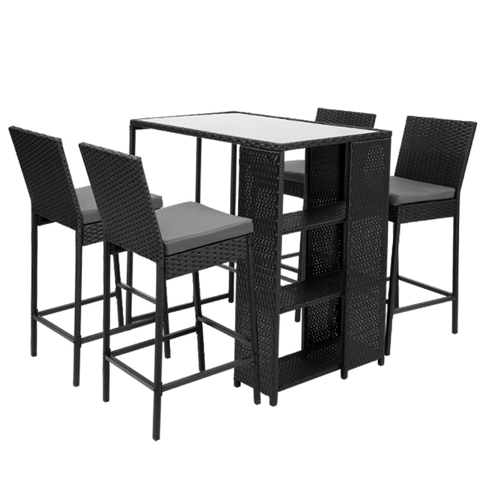Gardeon 5-Piece Outdoor Bar Set Patio Dining Chairs Wicker Table Stools โ image 4