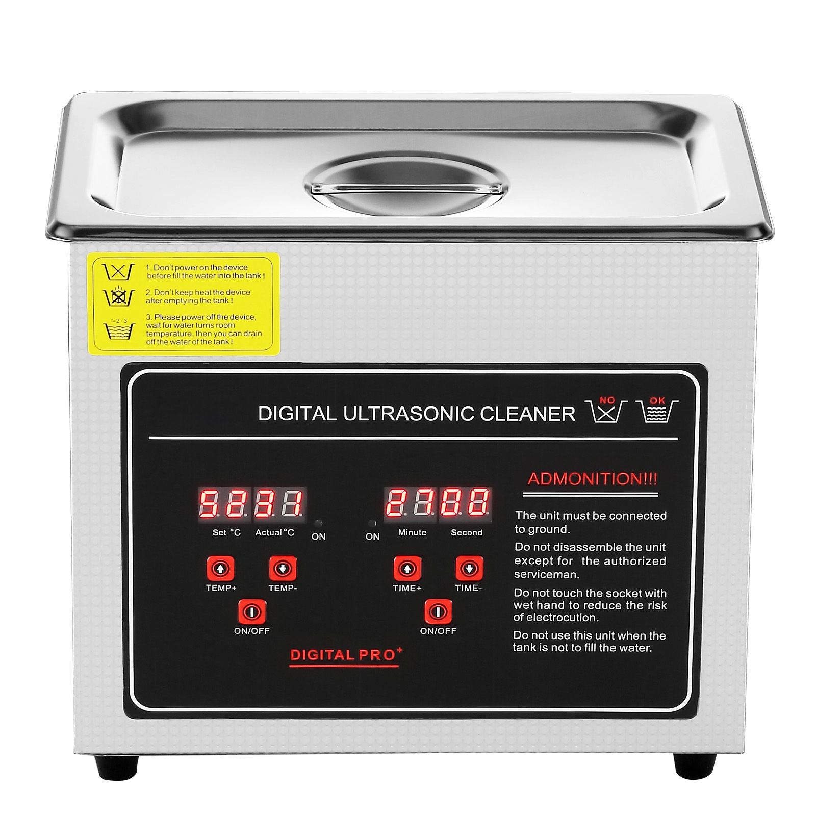Ultrasonic Cleaner with Digital Timer & Heater, Professional Ultra Sonic Jewelry Cleaner, Stainless Steel Heated Cleaning Machine for Glasses Watch Rings Small
