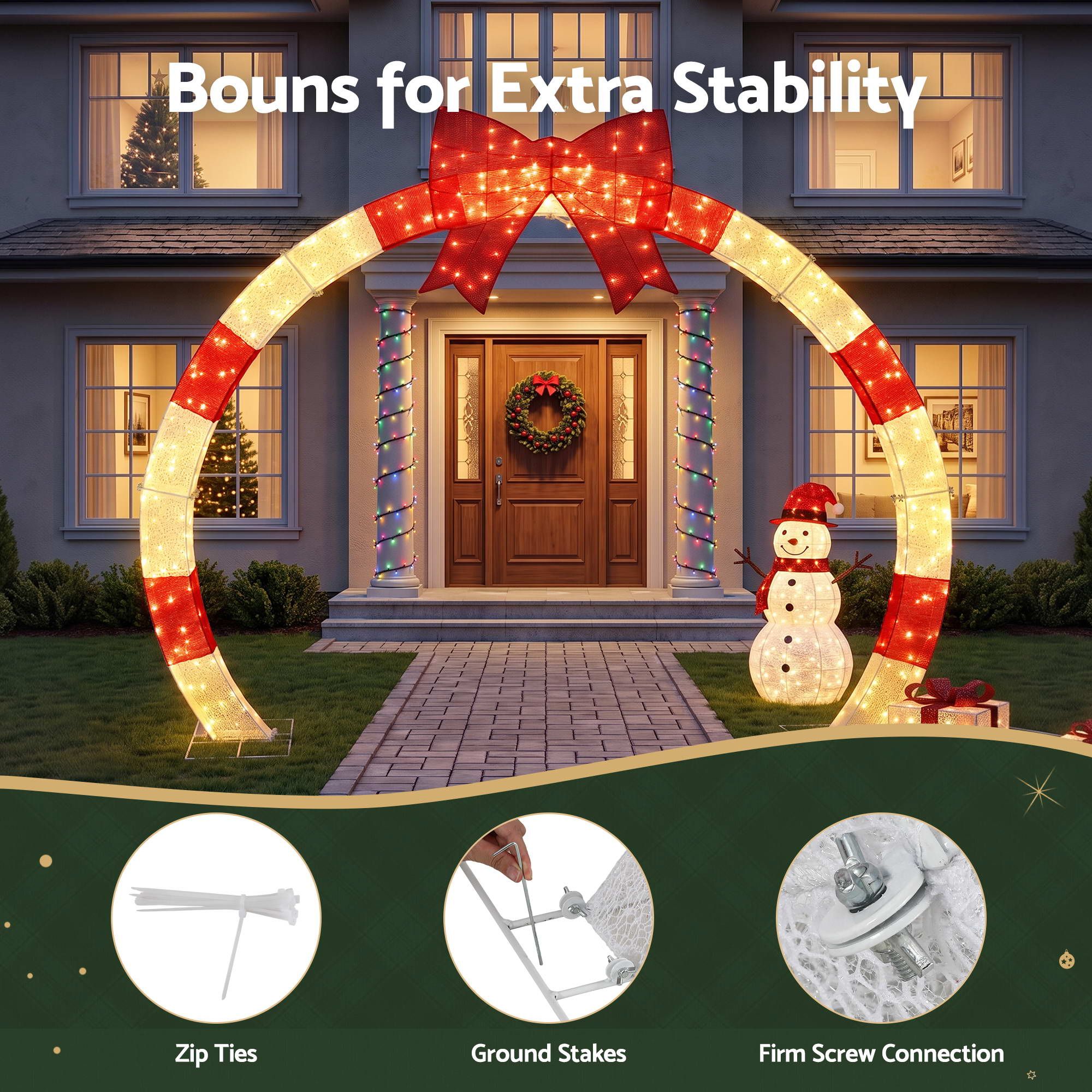 Jingle Jollys 2.5m Christmas Archway Pre-Lit Warm White LED Outdoor Garden Decoration — image 6