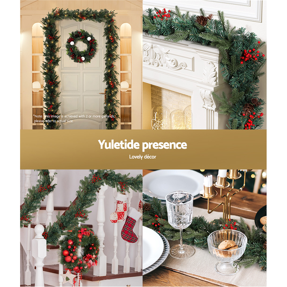 Jingle Jollys 2.4m Christmas Garland with LED Lights Decorations Xmas Party โ image 5