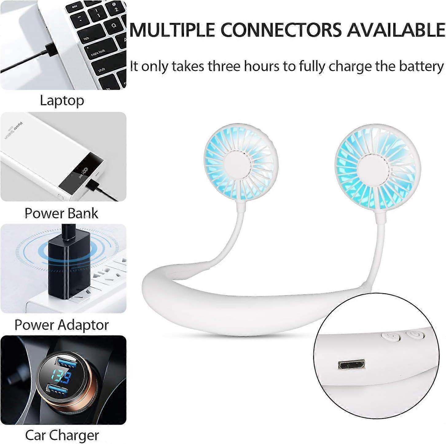 Hanging Neck Aromatherapy Fan Portable 3000mAh Battery Rechargeable Mini USB Personal Fan-White โ image 5