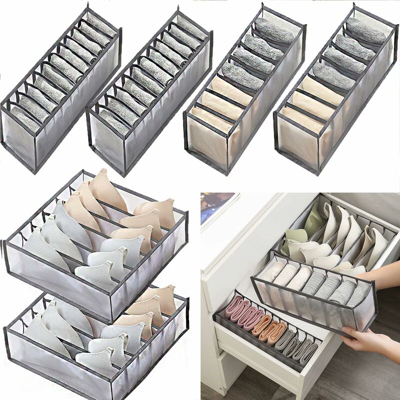 6 pcs Underwear Drawer Organizer Foldable Storage Box Large Capacity Drawer Storage Box For Storing Underwear, Socks
