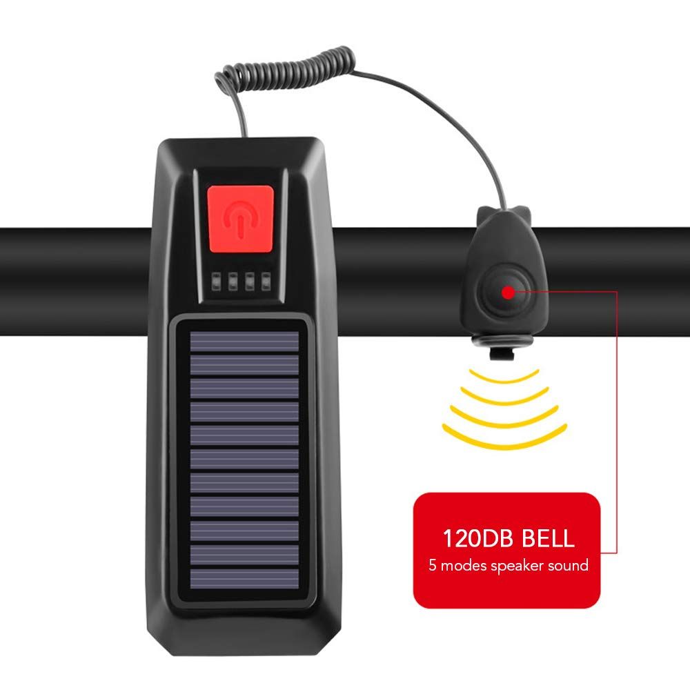 Bicycle headlamp,Charging Bike Light Bicycle Bell Horn Lamp Bike Flashlight Bike Front Light USB/Solar-Charged Rechargeable — image 4