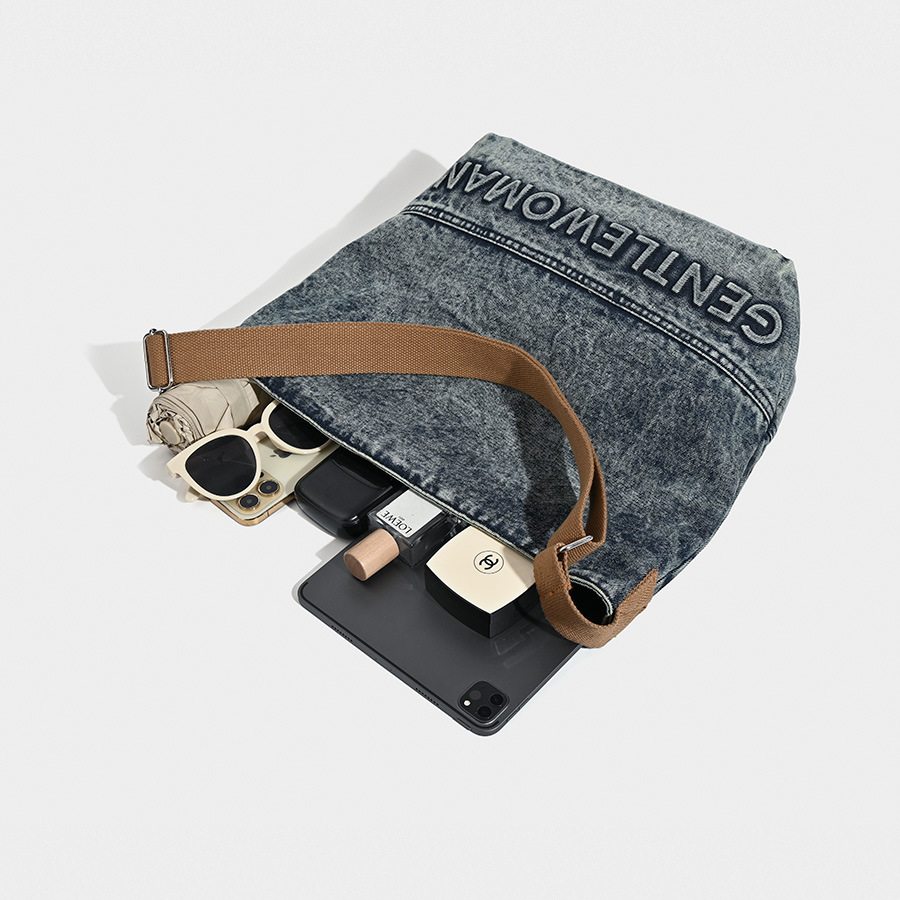 Washed Denim Tote Bag - Large Capacity Shoulder & Crossbody โ image 4