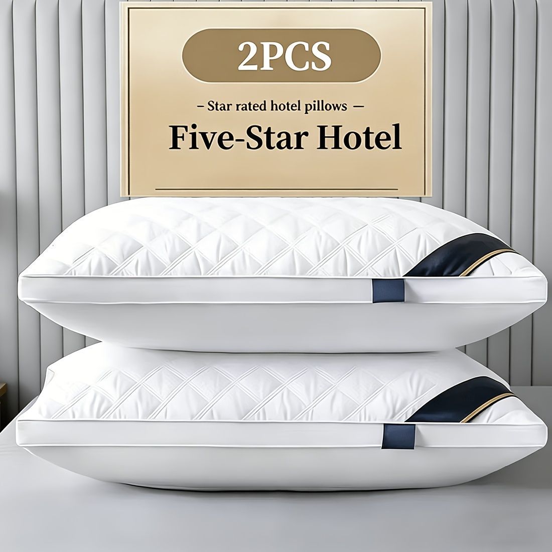 Luxury Pillow Quilted Pillow High-Quality Pillow Comfortable Pillow Bedding - Gray - Size 600g low pillow β image 3