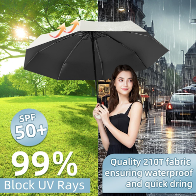 Mini Travel Umbrella – Compact Sun & Rain Protection for Women, Kids | UV-Blocking Pocket Umbrella with Case | Lightweight Foldable Umbrella(grey) — image 6