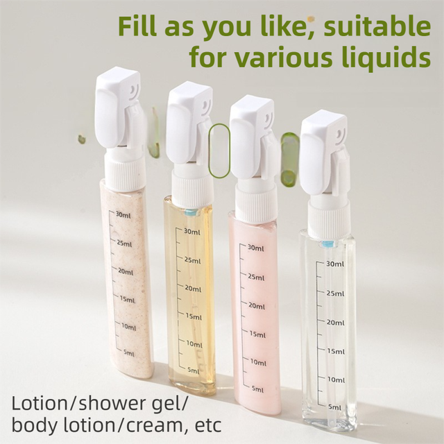 4-in-1 White Compact Travel Cosmetic Dispenser Bottle - 4 x 30ml Refillable Pump Toiletries Containers, Lockable & Leakproof Design, Space-Saving & โ image 4