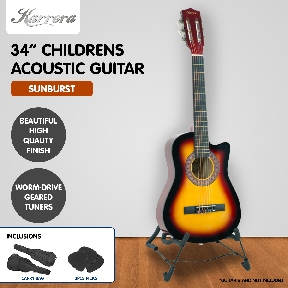 Karrera Childrens Acoustic Guitar Kids - Sunburst — image 6