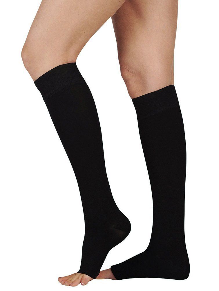 Leg Health Medical Compression Stockings for Men and Women,Open Toe, Black, Knee High, Open Toe | Compression Socks — image 4