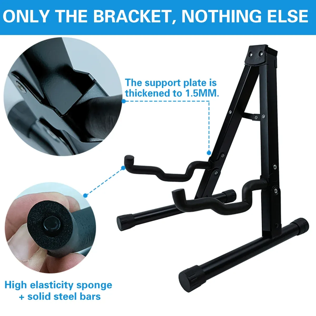 Folding Double Guitar Stand Floor Rack Electric Acoustic Bass Gig Holder Mount — image 4