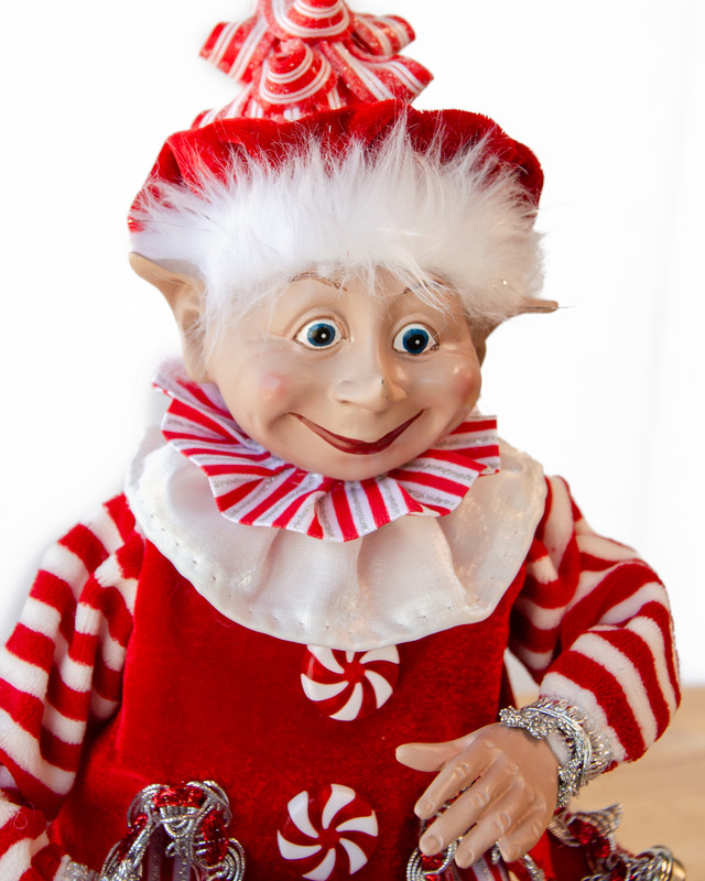CHRISTMAS CANDY STRIPE BOY ELF RD/WH 65CM — image 2