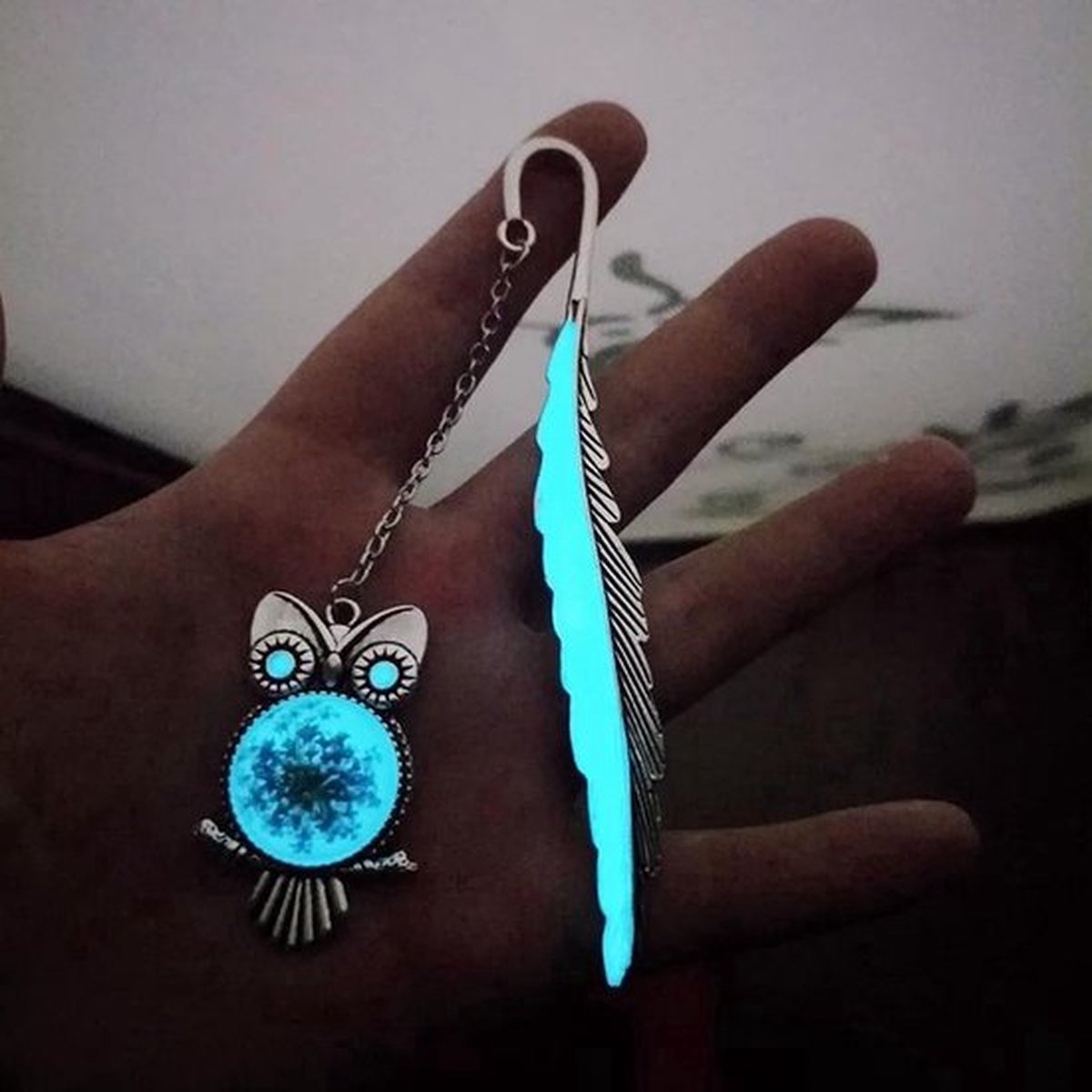 Owl Shaped Bookmark | Glow in the Dark | Luminous | Bookmark | Metal | Silver — image 4