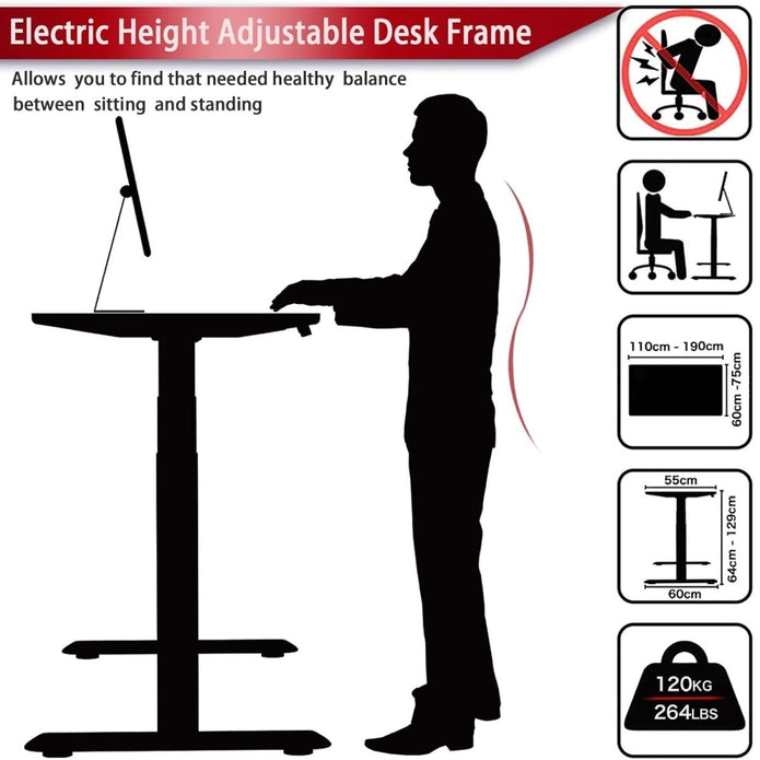 AMZ Electric Height Adjustable Standing Desk 160x80cm Sit Stand Desk Top for Home Office (White Frame + White Desktop) — image 5