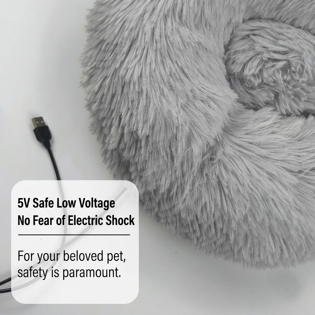 Heated Pet Bed for Cats and Small Dogs, USB-Powered Warmth with 5 Temperature Settings and Timer, Washable Round Cozy Couch for Indoor Comfort (60cm) — image 3