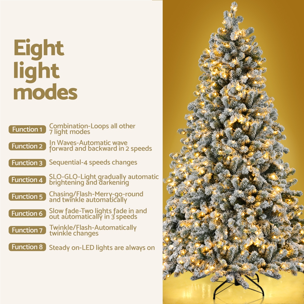 Jingle Jollys Christmas Tree 2.1m Snow Flocked LED Xmas Decoration 8 Light Modes โ image 5