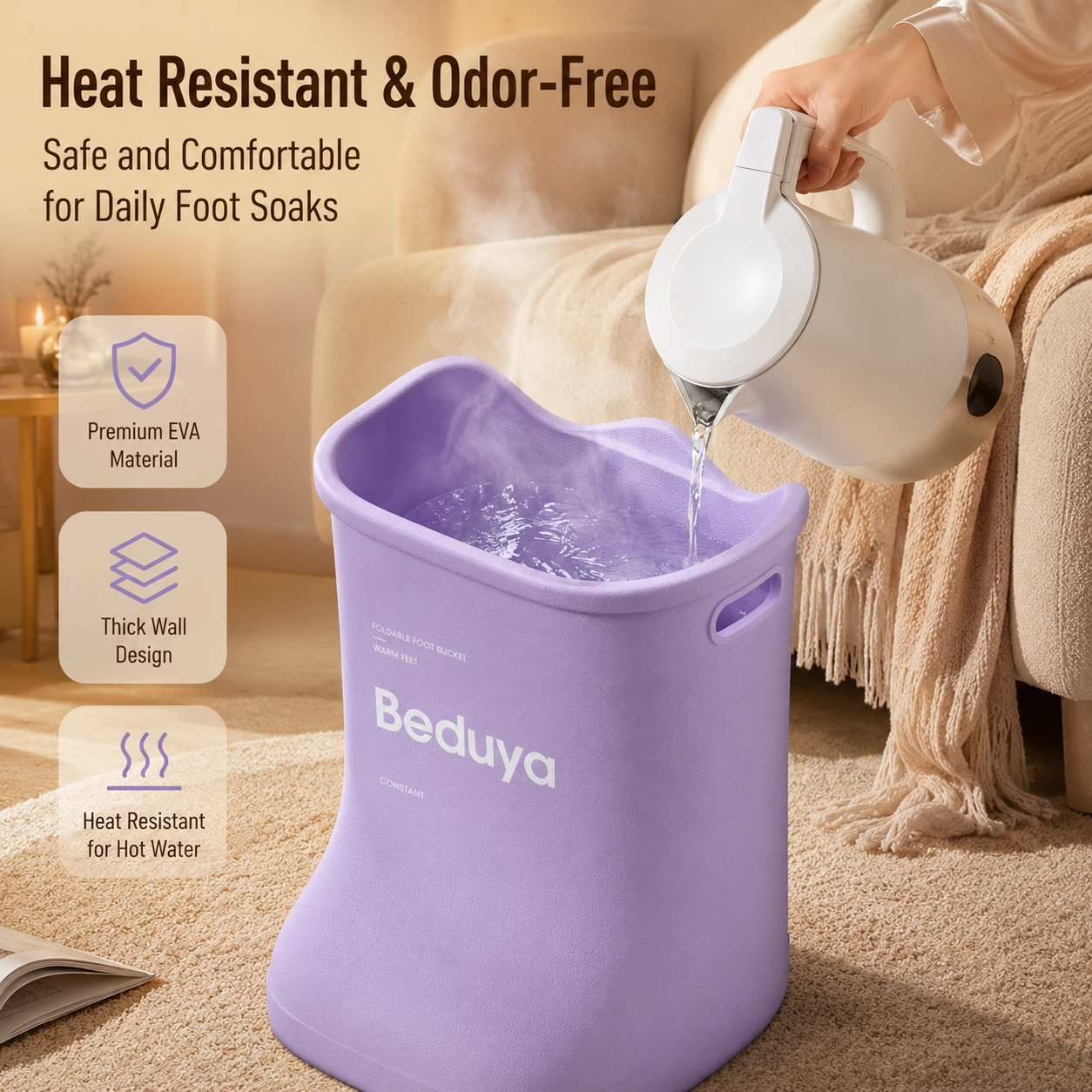 EVA Foot Soaking Bucket with Massage Bottom, Deep Calf Foot Bath Tub for Home Spa, Insulated Warm Foot Soak Basin with Handles, Lightweight Portable Foot Spa โ image 5