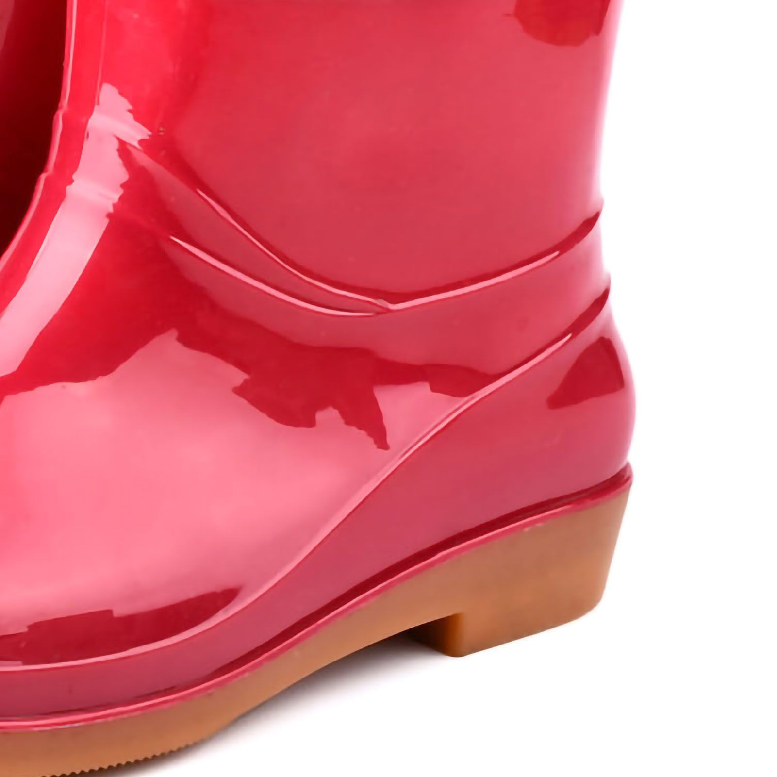 Womens Rain Boots Fashion Antiskid Short Rain Boot Round Head Radian PVC Plastic Rain Boots Red 36 โ image 4