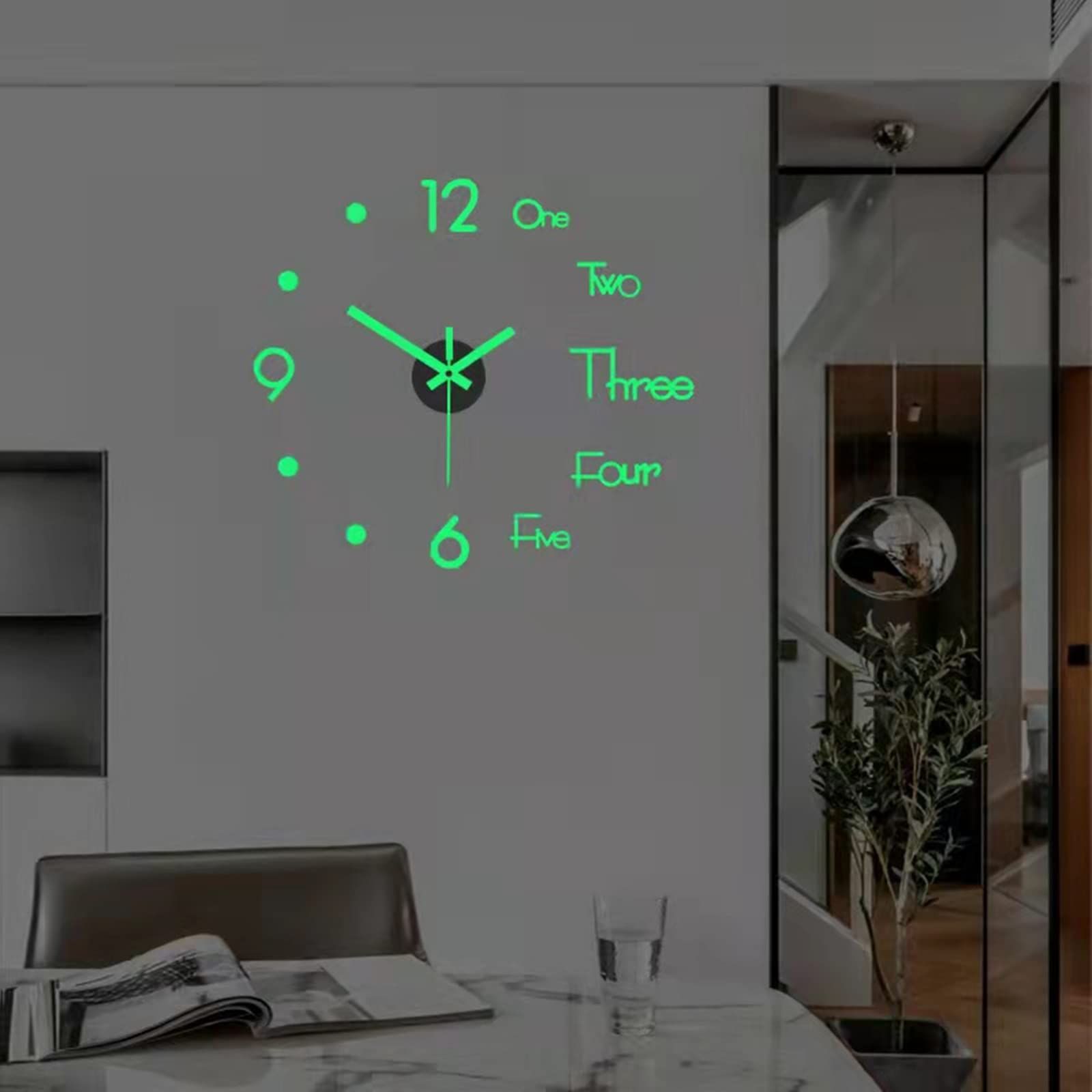 3D DIY Wall Clock, Living Room Dining Room Simple 3D Wall Sticker Wall Clock Creative Luminous DIY Acrylic Wall Clock (15.8IN) — image 2