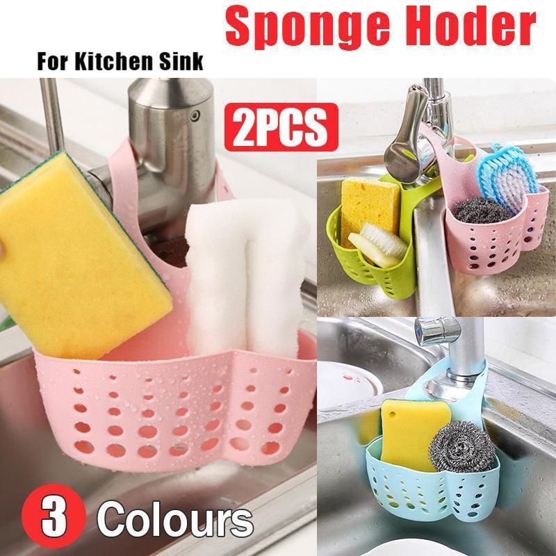 2PCS Kitchen Drain Holder Sponge Sink Storage Rack Basket Organizer Shelf Bathroom - Green โ image 2