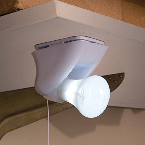 Portable Pull Wall Light Lamp Battery Powered Closet Light with Pull Chain Indoor Cord Light Bulb Fixture Self（2pcs） — image 2