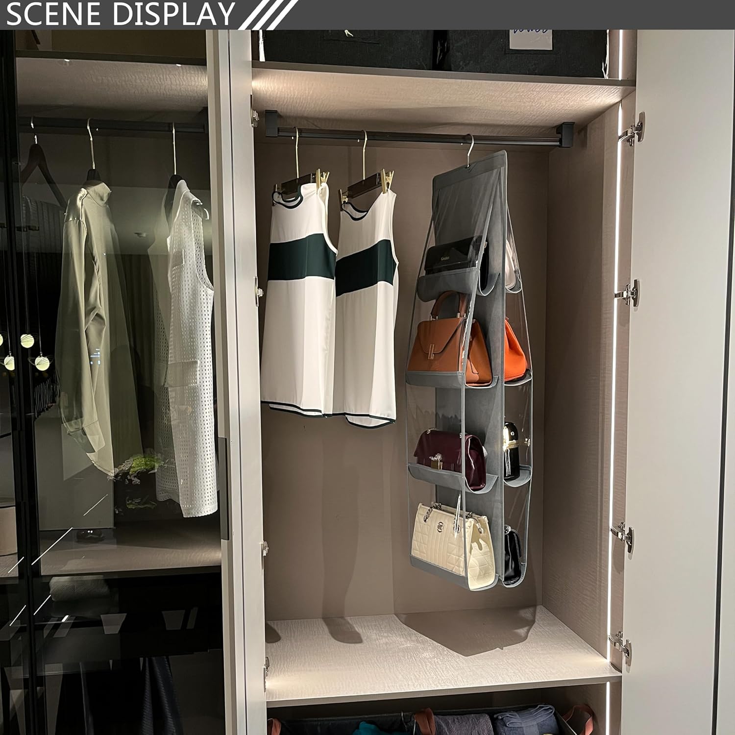 Purse Organizer - 2 Pack, Purse Hanger、 Heavy Duty、Purse Organizer for Closet、Thicken Metal Hooks,Hand Bag Storage Organizer、Purse Organizer, Grey — image 2
