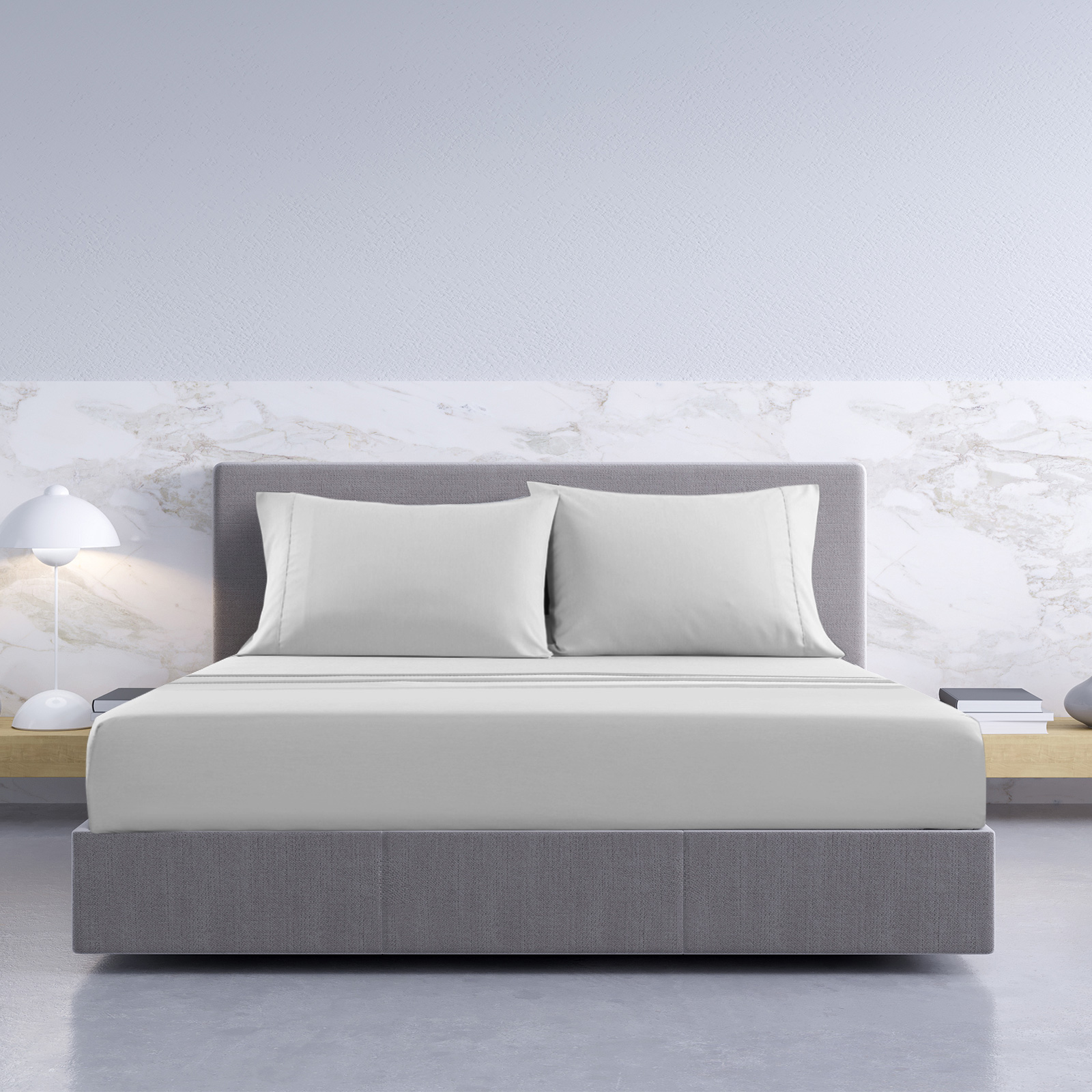 Royal Comfort 1000TC Hotel Grade Bamboo Cotton Sheets Pillowcases Set Ultrasoft - Queen - Cool Grey — image 3