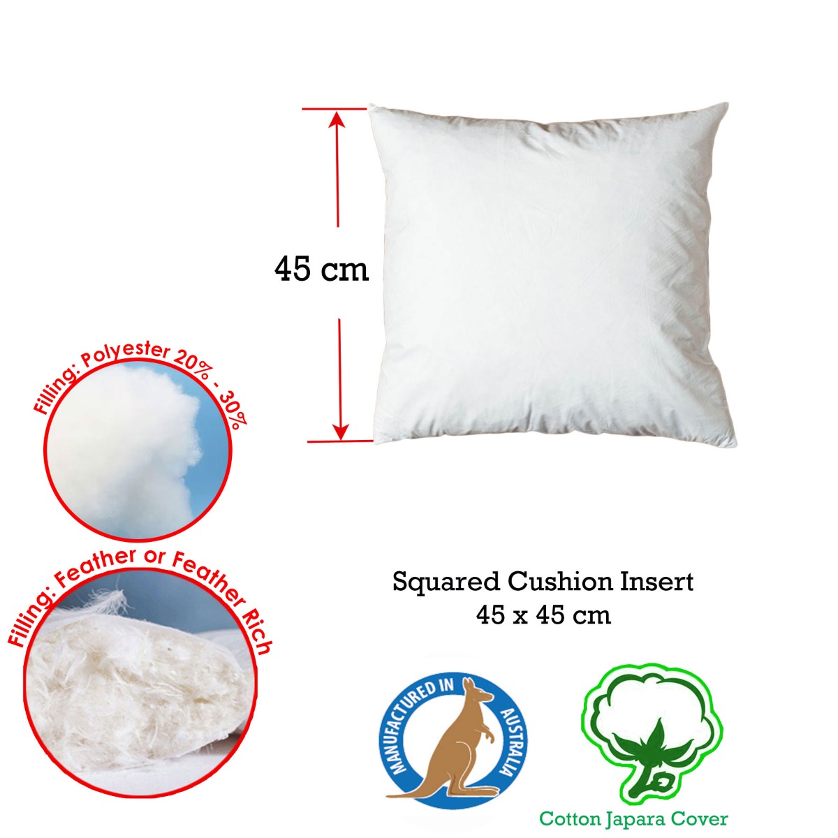 Duck Feather Rich Fill Cushion Inserter Square 45 × 45cm — image 2