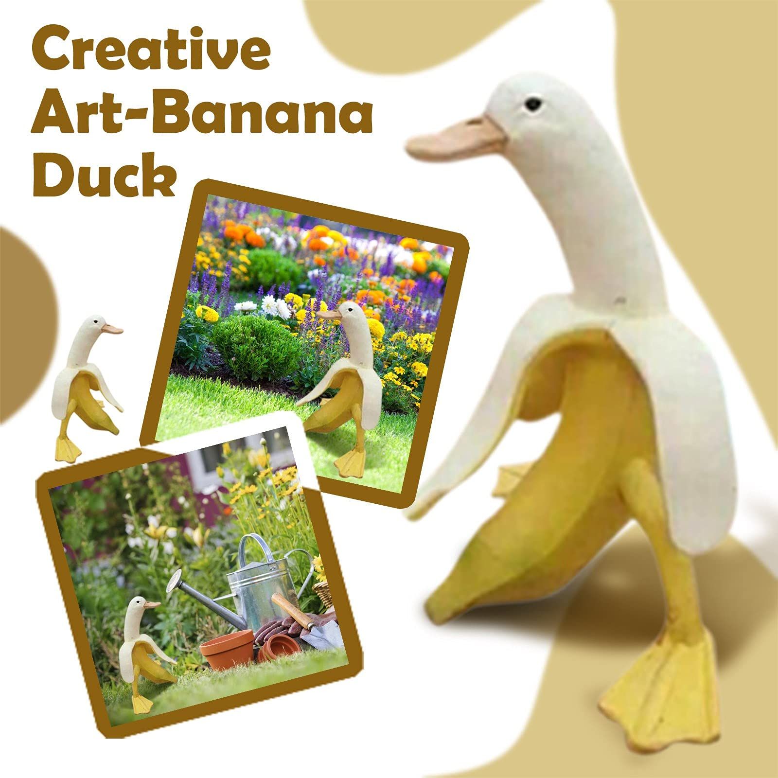 Banana Duck Sculpture, Creative Duck with Banana Body Statue, Whimsical Peeled Banana Duck Garden Statue Yard Art for Indoor โ image 3