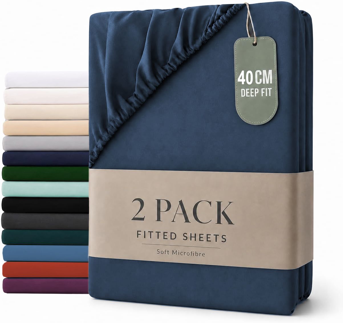Hotel Quality Fitted sheets - 2 Piece Fitted sheets -Breathable Bedding - Wrinkle, Fade, Stain Resistant- 26inch/40cm Deep Pocket Fitted Bed Sheet-Wrinkle and