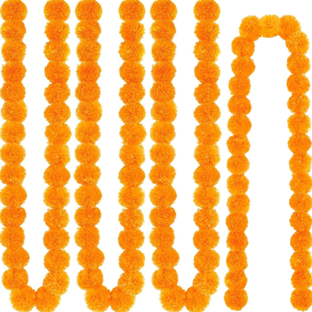 4Pcs Marigold Garland,5 ft Diwali Wedding Party Mantle Decoration,Faux Artificial Marigold Flowers,Faux Wedding Garlands,Diwali Decoration,Spring Bush