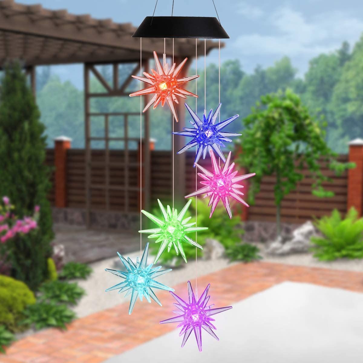 Solar Wind Chimes for Outside, Color Changing Sea Wind Chimes, Waterproof Outdoor LED Decoration Mobile Lights for Garden — image 5
