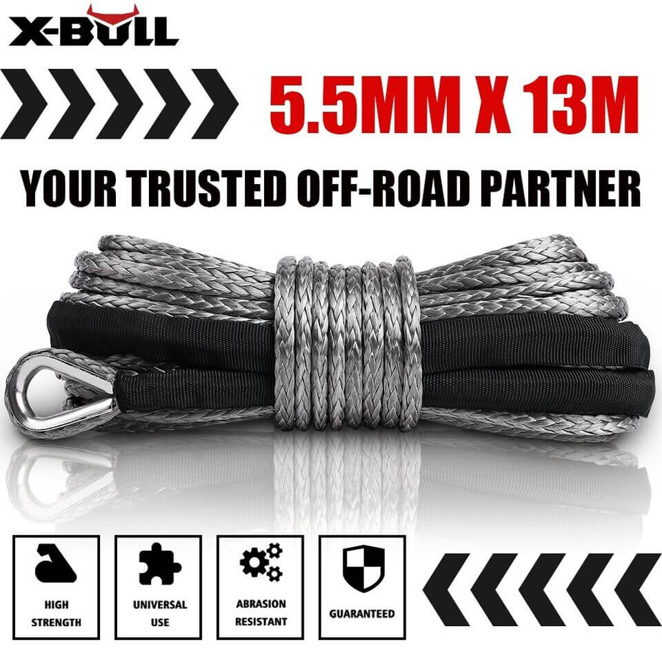X-BULL 4500LB Electric Winch 12V Winch Boat Trailer ATV Steel Cable With 5.5MX13M Synthetic Rope Grey — image 2
