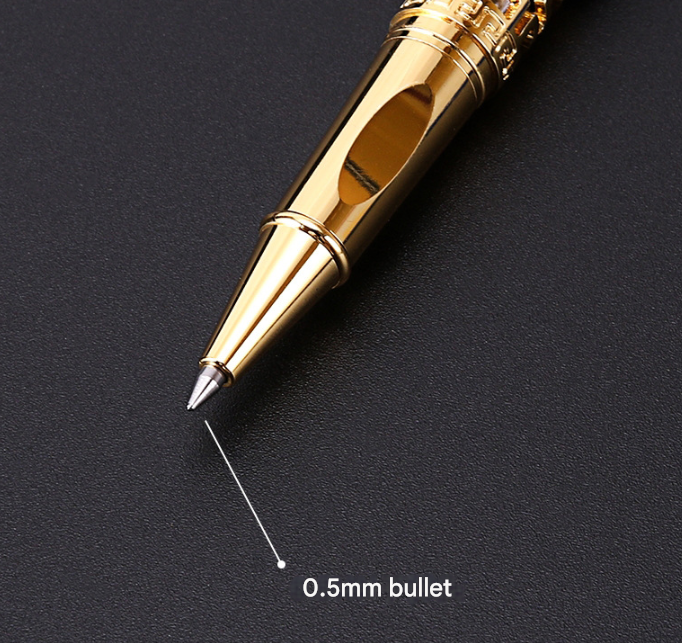Dark Blue Two-piece Set Luxury Retro Dragon Head Signature Pen Gift Set - Full Metal 0.5mm Rollerball Each Set with 2 Spare Refills for Business and — image 2