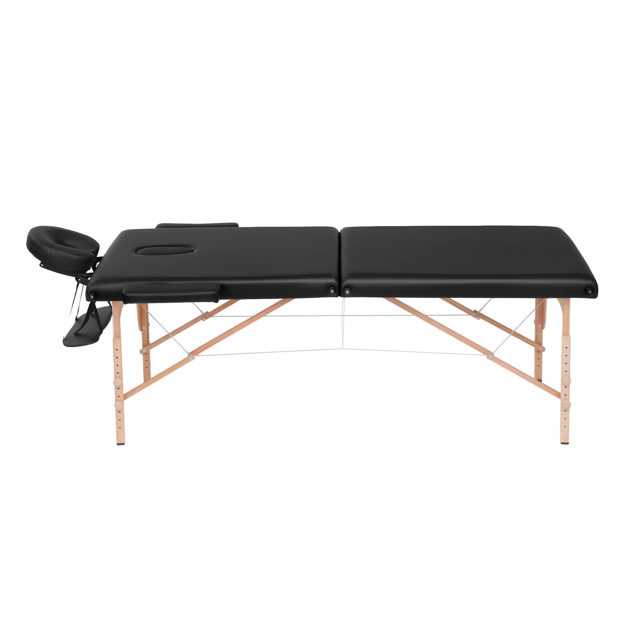 Zenses Massage Table 70cm Portable 2 Fold Wooden Beauty Waxing Therapy Bed Black — image 4