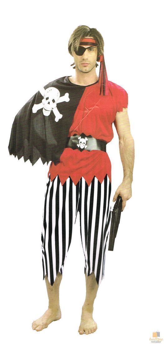 PIRATE MAN Costume Carribbean Halloween Buccaneer Fancy Dress Cosplay — image 3