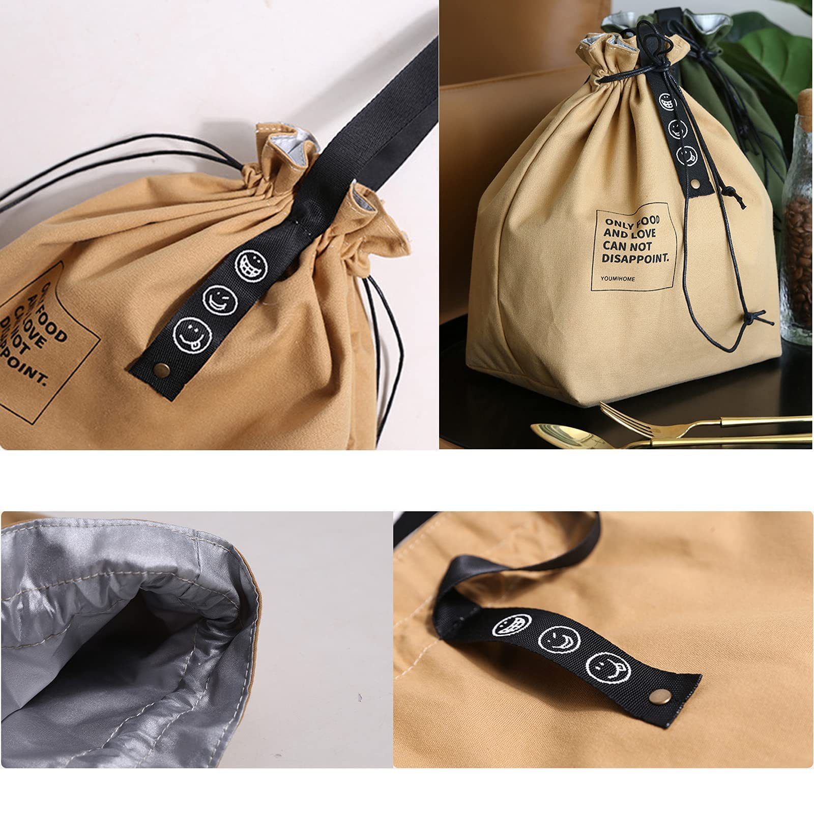 Canvas Lunch Bag with Drawstring - Insulated Lunch Bag - Bento Bag - Reusable Lunch Bag - Insulated Tote - With Handle and Drawstring Closure - For Work โ image 5