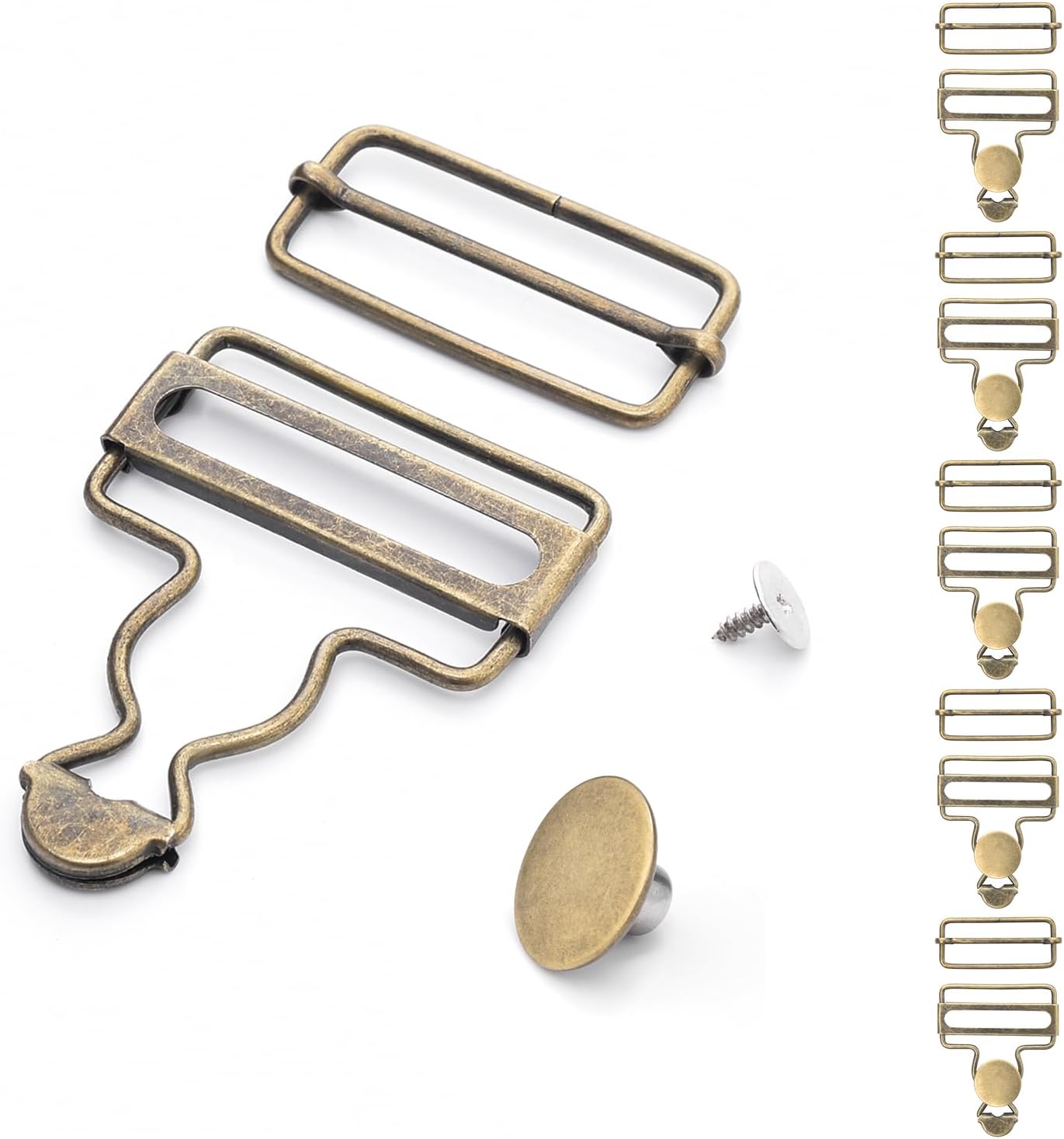CooBigo 6Sets 1-1/2" Overalls Buckles + 24Pcs 17mm Jeans Bttons for Jeans Suspender Buckles Replacement Bib Pants DIY Sewing Accessories (Bronze) — image 3