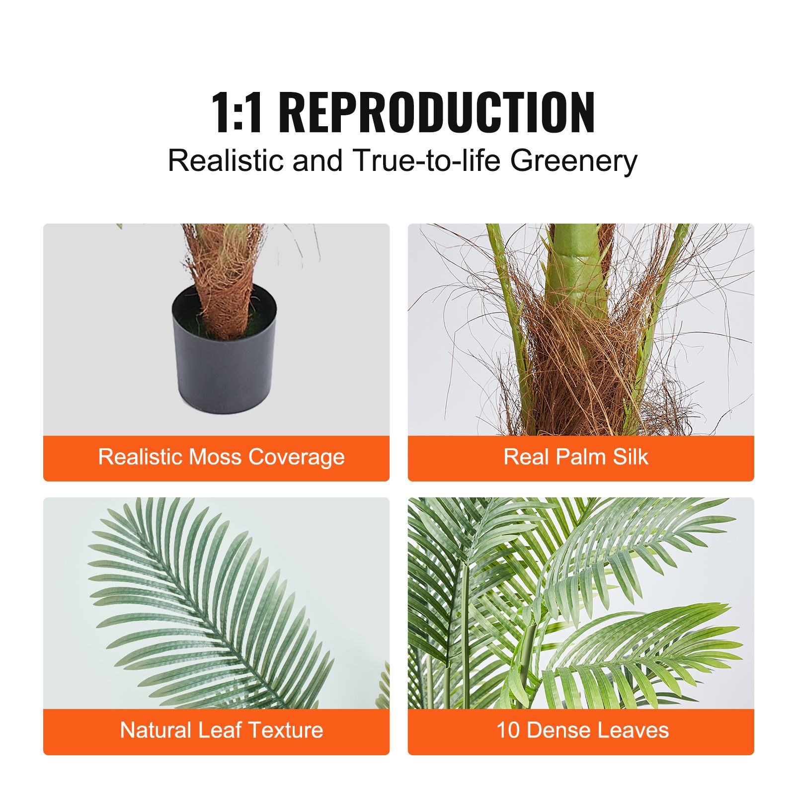 Artificial Palm Tree, 1219mm Tall Faux Plant, Secure PE Material & Anti-Tip Tilt Protection Low-Maintenance Plant, Lifelike Green Fake Tree for Home Office β image 4