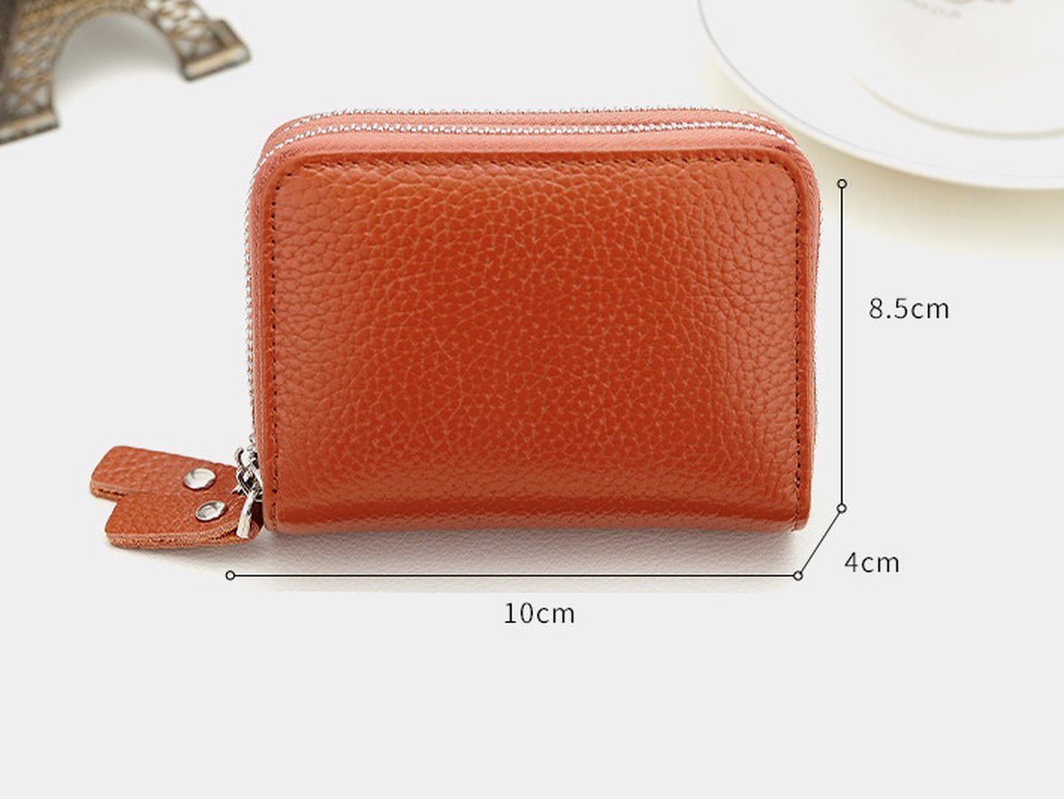 Wallet - RFID Credit Card Holder - 10 Cards with Zipper - Leather - Black - RFID Protection - Gift - 10*8.5*4cm โ image 5