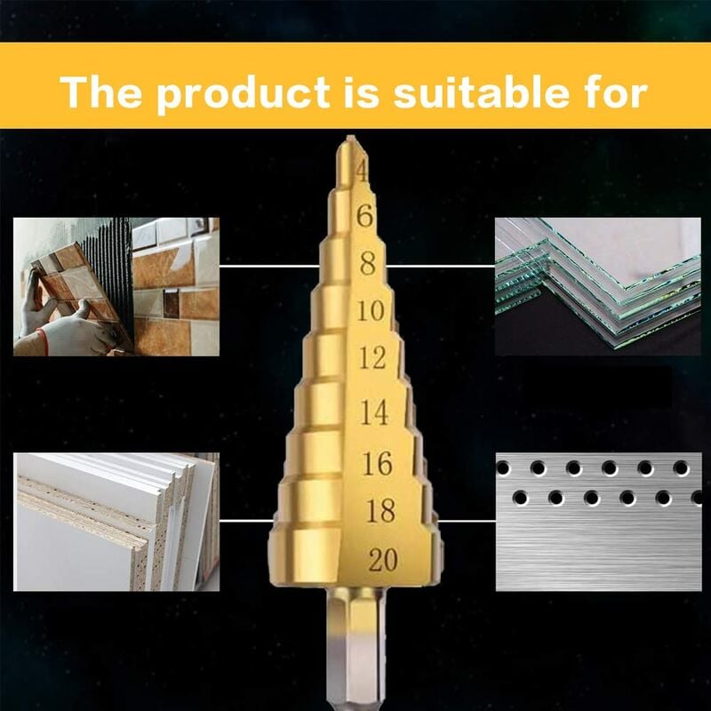 Step Drills Double Groove Countersink Drill High Speed Steel Cone Drill for Steel Wood, Plastic, Brass, Aluminum 3 pcs โ image 4