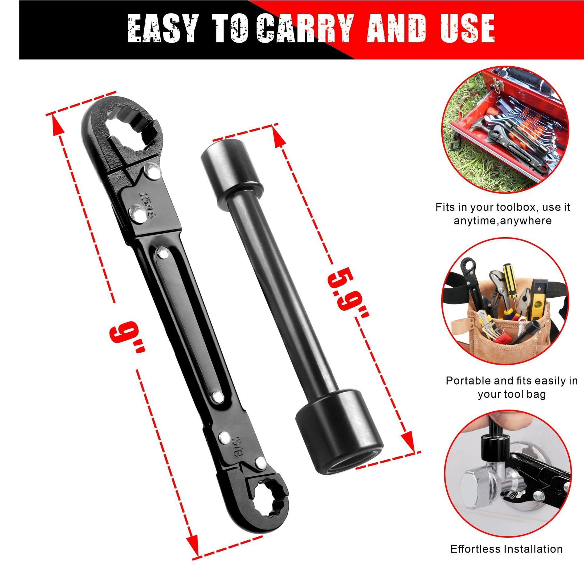 Plumbing Tools, Dual Wrench Kit,Angle Stop Wrench, Plumbing Wrench. Professional Plumbing Toolset For Easy Angle Stop — image 4