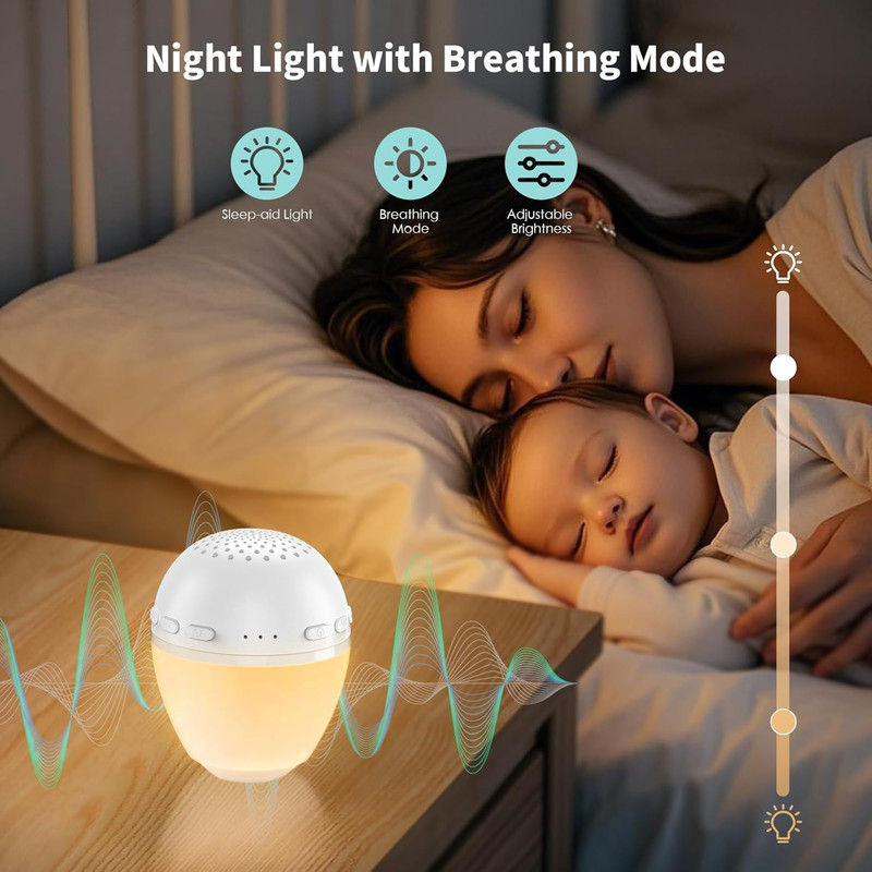 3 in 1 Smart Sound Machine, White Noise Machine with Noise Detection, Night Light, Bluetooth Speaker, Rechargeable Battery, 26 Soothing Sounds and Portable — image 4