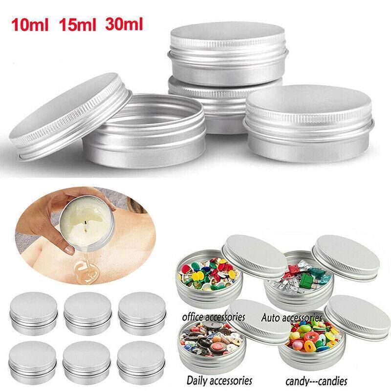 50Pcs Durable Silver Aluminum Cosmetic Pot Lip Balm Jar Containers Empty Tin - 10ML β image 5