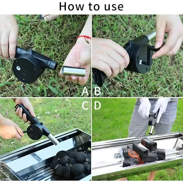 BBQ Grill Fan Hand Crank Charcoal Fire Blower Plastic Body Metal Air Outlet for Outdoor Grilling Camping Fireplace — image 5