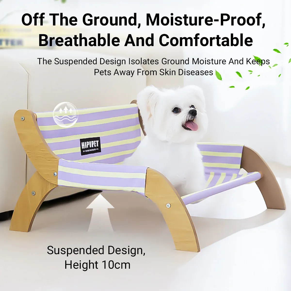 Pet Striped Lounge Bed Pet Nest Soft Cushion Washable Anti Slip Comfortable - Purple — image 5