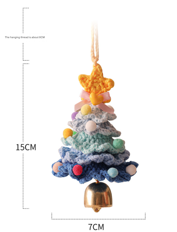 2PCS Purple Handmade-Style Crochet Christmas Tree Ornament - Festive Plush Hanging Decor for Home & Car — image 2