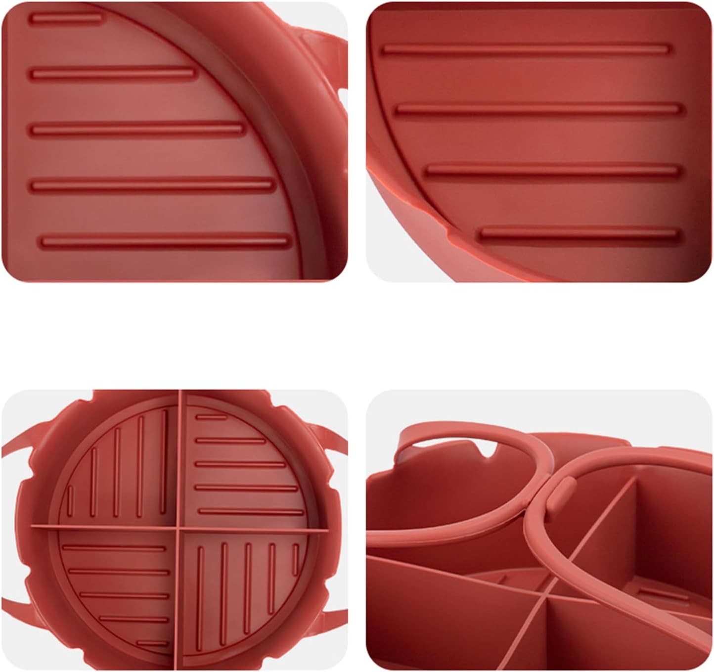 Silicone Air Fryer Basket Liner with Four Compartments, Reusable Oven Safe Cooking Bowl for Baking, Grilling and Meal Prep, Grey โ image 5