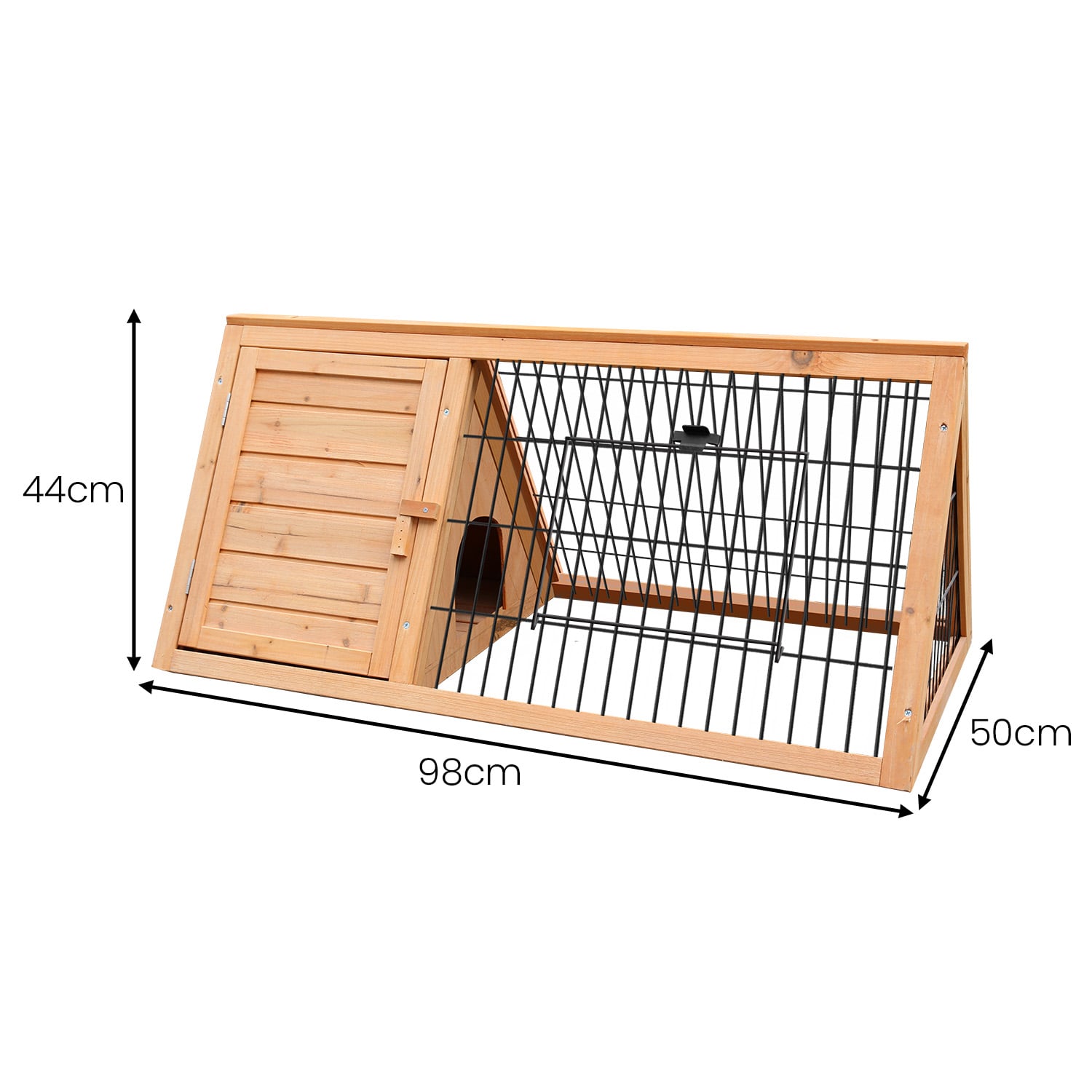 Furtastic Triangle Wooden Rabbit Hutch Outdoor A-Frame Bunny Cage Small Animal Enclosure Fir Wood Pet House — image 2